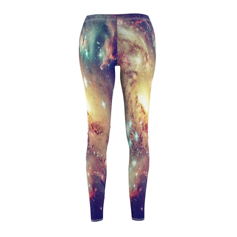 Image of Multicolored Galaxy Nebula Universe Women's Cut & Sew Casual Leggings, Yoga