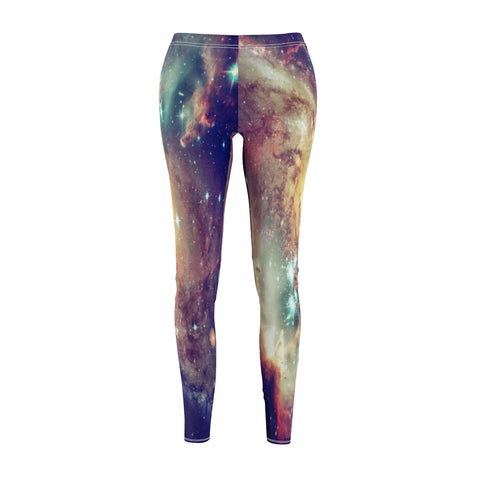Image of Multicolored Galaxy Nebula Universe Women's Cut & Sew Casual Leggings, Yoga