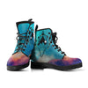 Multicolored Galaxy Triangle Mountain Women's Vegan Leather Boots, Handcrafted