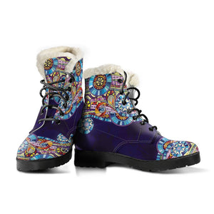 Multicolored Hippie Paisley Ankle Boots,Classic Boot,Lolita Combat Boots,Hand Crafted,Streetwear, Rain Boots,Hippie,Combat Style Boot
