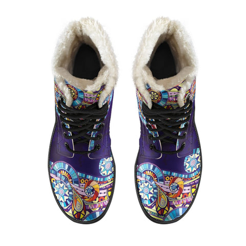 Image of Multicolored Hippie Paisley Ankle Boots,Classic Boot,Lolita Combat Boots,Hand Crafted,Streetwear, Rain Boots,Hippie,Combat Style Boot