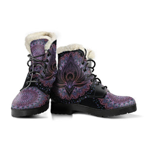 Multicolored Mandala Lotus Ankle Boots, Classic Boot, Lolita Combat Boots,Hand Crafted,Streetwear, Rain Boots,Hippie,Combat Style Boot