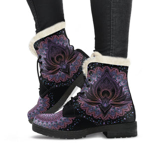 Multicolored Mandala Lotus Ankle Boots, Classic Boot, Lolita Combat Boots,Hand Crafted,Streetwear, Rain Boots,Hippie,Combat Style Boot