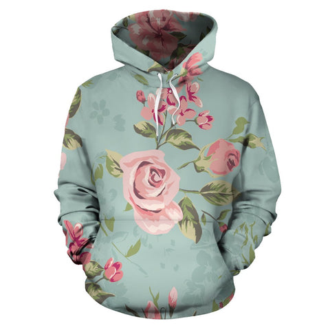 Image of Multicolored Mint Floral Hippie Hoodie,Custom Hoodie, Bright Colorful, Fashion Wear,Fashion Clothes,Handmade Hoodie,Floral,Pullover Hoodie