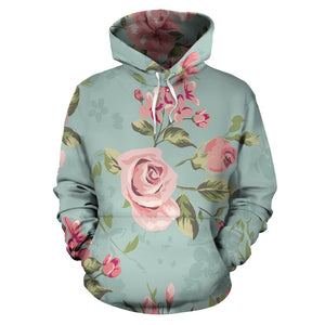 Multicolored Mint Floral Hippie Hoodie,Custom Hoodie, Bright Colorful, Fashion Wear,Fashion Clothes,Handmade Hoodie,Floral,Pullover Hoodie