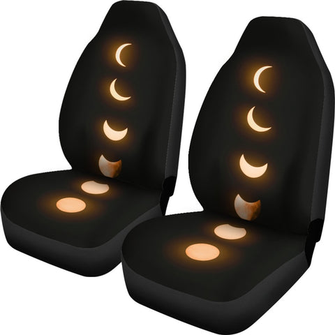 Image of Multicolored Moon Phase 2 Front Car Seat Covers,Car Seat Covers,Car Seat Covers Pair,Car Seat Protector,Car Accessory,Front Seat Covers,