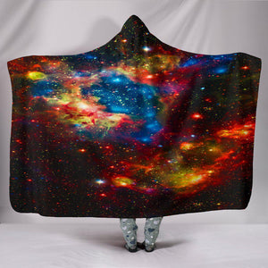 Multicolored Nebula Hooded blanket,Blanket with Hood,Soft Blanket,Hippie Hooded Blanket,Sherpa Blanket,Bright Colorful, Colorful Throw