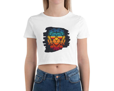 Multicolored Rasta Lion Women’S Crop Tee, Fashion Style Cute crop top, casual