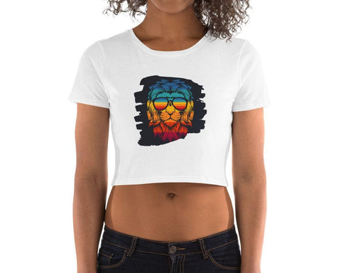 Image of Multicolored Rasta Lion Women’S Crop Tee, Fashion Style Cute crop top, casual