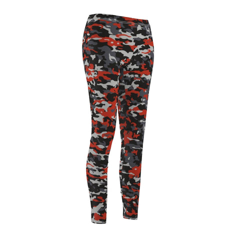 Image of Multicolored Red Camouflage Women's Cut & Sew Casual Leggings, Yoga Pants,