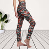 Multicolored Red Camouflage Women's Cut & Sew Casual Leggings, Yoga Pants,