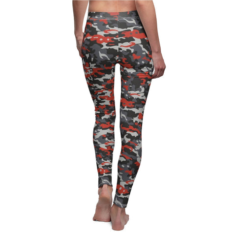 Image of Multicolored Red Camouflage Women's Cut & Sew Casual Leggings, Yoga Pants,