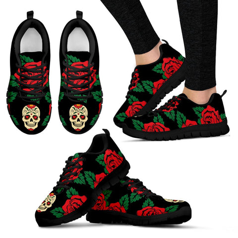 Image of Multicolored Skulls And Roses Low Top Shoes, Shoes,Training Shoes, Top Shoes,Running Kids Shoes, Custom Shoes, Shoes Casual Shoes