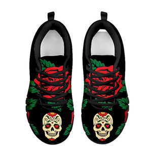 Multicolored Skulls And Roses Low Top Shoes, Shoes,Training Shoes, Top Shoes,Running Kids Shoes, Custom Shoes, Shoes Casual Shoes