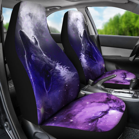 Image of Multicolored Wolf Galaxy Front Car Seat Covers,Car Seat Covers Pair,Car Seat Protector,Car Accessory,Front Seat Covers,Seat Cover for Car,