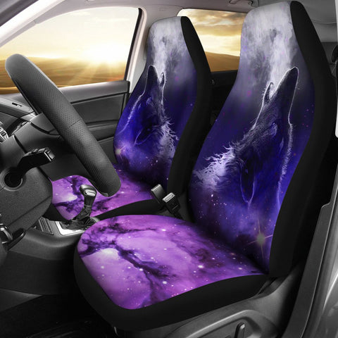 Image of Multicolored Wolf Galaxy Front Car Seat Covers,Car Seat Covers Pair,Car Seat Protector,Car Accessory,Front Seat Covers,Seat Cover for Car,