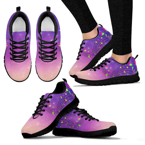 Image of Musical Note Women's Sneaker , Breathable, Custom Printed Hippie Style,