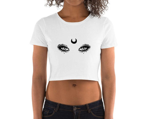 Image of Mystical Moon Eyes Women’S Crop Tee, Fashion Style Cute crop top, casual outfit,
