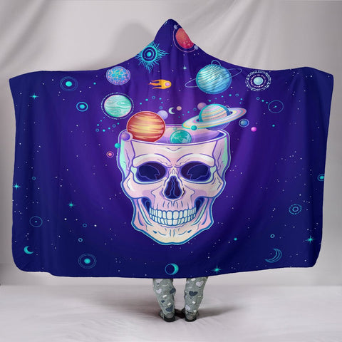 Image of Mystical Planets And Skull Colorful Colorful Throw,Vibrant Pattern Blanket,Sherpa Blanket,Bright Colorful, Hooded blanket,Blanket with Hood