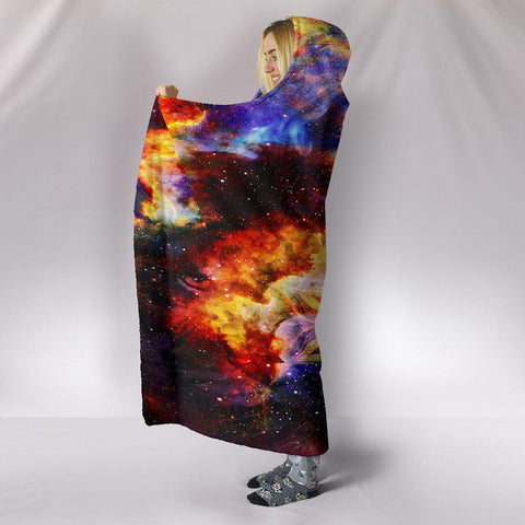 Image of Native Woman Galaxy Colorful Throw,Vibrant Pattern Blanket,Sherpa Blanket,Bright Colorful, Hooded blanket,Blanket with Hood,Soft Blanket