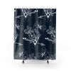Navy Floral Diamond Shower Curtains, Water Proof Bath Decor | Spa | Bathroom