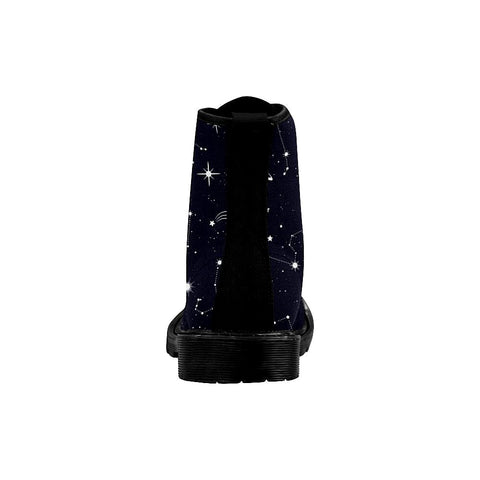 Image of Navy White Constellation Galaxy Womens Boots, Combat Style Boots, ,Comfortable Boots