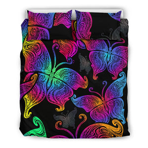Neon Colorful Butterfly Bed Sets, Bed Room, Bedding Set, Doona Cover, Twin Duvet Cover,Multi Colored,Quilt Cover,Bedroom Set,Bedding Set