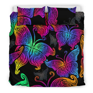 Neon Colorful Butterfly Bed Sets, Bed Room, Bedding Set, Doona Cover, Twin Duvet Cover,Multi Colored,Quilt Cover,Bedroom Set,Bedding Set