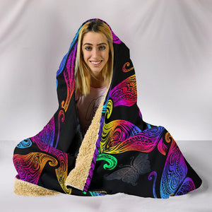 Neon Colorful Butterfly Colorful Throw,Vibrant Pattern Blanket,Sherpa Blanket,Bright Colorful, Hooded blanket,Blanket with Hood,Soft Blanket