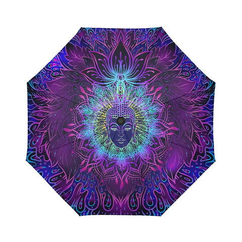 Image of Neon Colorful Lotus Buddha Foldable Umbrella, Custom Rain Umbrella,Rain Gear Weather,Colorful,Custo Auto-Foldable Umbrella