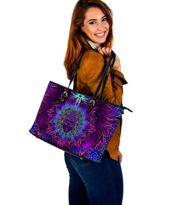 Neon Colorful Lotus Mandala Buddha Tote Bag,Multi Colored,Bright,Psychedelic,Book Bag,Gift Bag,Leather Bag,Leather Tote Bag Women Bag