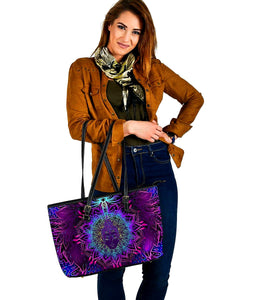 Neon Colorful Lotus Mandala Buddha Tote Bag,Multi Colored,Bright,Psychedelic,Book Bag,Gift Bag,Leather Bag,Leather Tote Bag Women Bag
