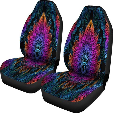 Image of Neon Colorful Lotus Palm Car Seat Covers,Car Seat Covers Pair,Car Seat Protector,Car Accessory,Front Seat Covers,Seat Cover for Car,