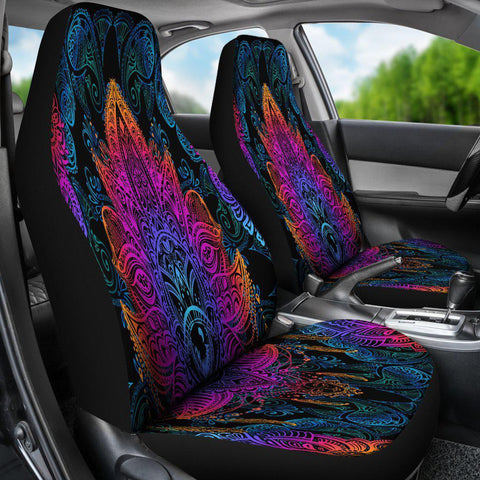 Image of Neon Colorful Lotus Palm Car Seat Covers,Car Seat Covers Pair,Car Seat Protector,Car Accessory,Front Seat Covers,Seat Cover for Car,