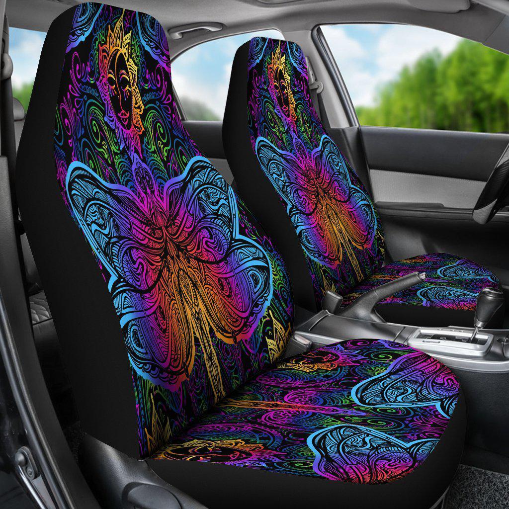 Colorful Paisley Dragonfly, Car Seat Cover, 2 Front Seat Covers