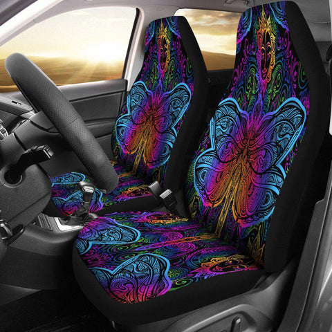 Neon Colorful Paisley Dragonfly 2 Front Car Seat Covers Car Seat Cover,Car Seat Cover Pair,Car Seat Protector,Car Accessory,Front Seat Cover