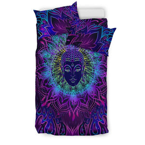 Neon Mandala Buddha Doona Cover, Printed Duvet Cover, Twin Duvet Cover,Multi Colored,Quilt Cover,Bedroom Set,Bedding Set,Pillow Cases