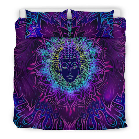 Image of Neon Mandala Buddha Doona Cover, Printed Duvet Cover, Twin Duvet Cover,Multi Colored,Quilt Cover,Bedroom Set,Bedding Set,Pillow Cases