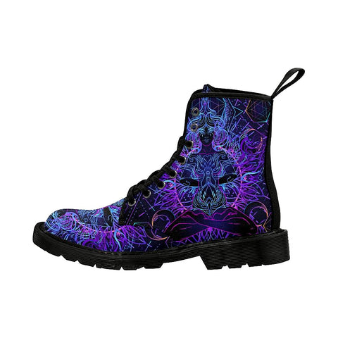 Image of Neon Meditating Women Blue And Purple Womens Boot,Comfortable Boots,Decor Womens Boots,Combat Boots