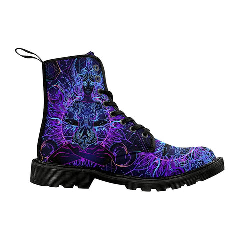 Image of Neon Meditating Women Blue And Purple Womens Boot,Comfortable Boots,Decor Womens Boots,Combat Boots