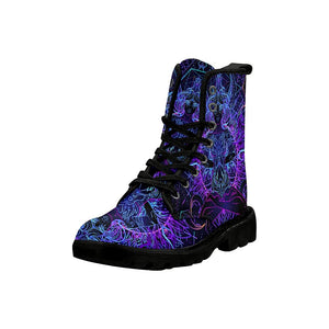 Neon Meditating Women Blue And Purple Womens Boot,Comfortable Boots,Decor Womens Boots,Combat Boots