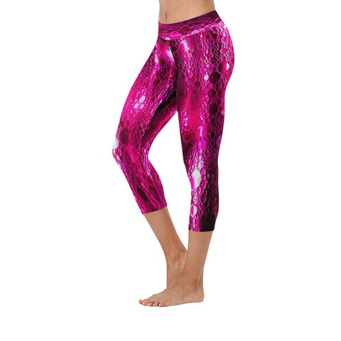 Image of Neon Pink Bubbles Abstract Background Low Rise Capri Leggings