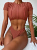 Two Piece Crop Top Ridged Bikini Swimsuit Set