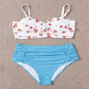 Floral Ruffle Two Piece Bikini Swimsuit