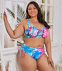 Multicolored Printed Two Piece Ruched Plus Size Bikini Swimsuit