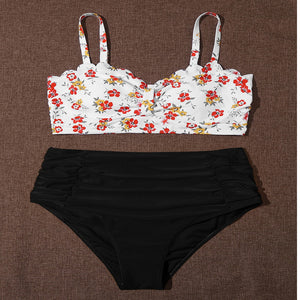 Floral Ruffle Two Piece Bikini Swimsuit