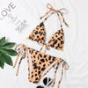Leopard Print Sexy Side Tie Womens Two Piece Swimsuit Bikini
