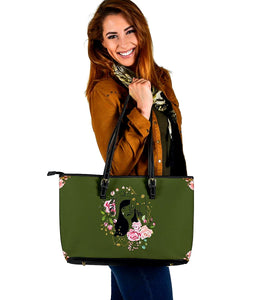 Olive Green Floral Women Tote Bag,Multi Colored,Bright,Psychedelic,Book Bag,Gift Bag,Leather Bag,Leather Tote Bag Women Bag,Everyday Bag