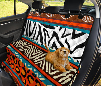 Orange African Animal Print Pattern Car Seat Covers, Abstract Art Backseat Pet Protectors, Exotic Car Accessories