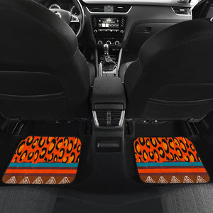 Orange African animal print pattern Car Mats Back/Front, Floor Mats Set, Car Accessories